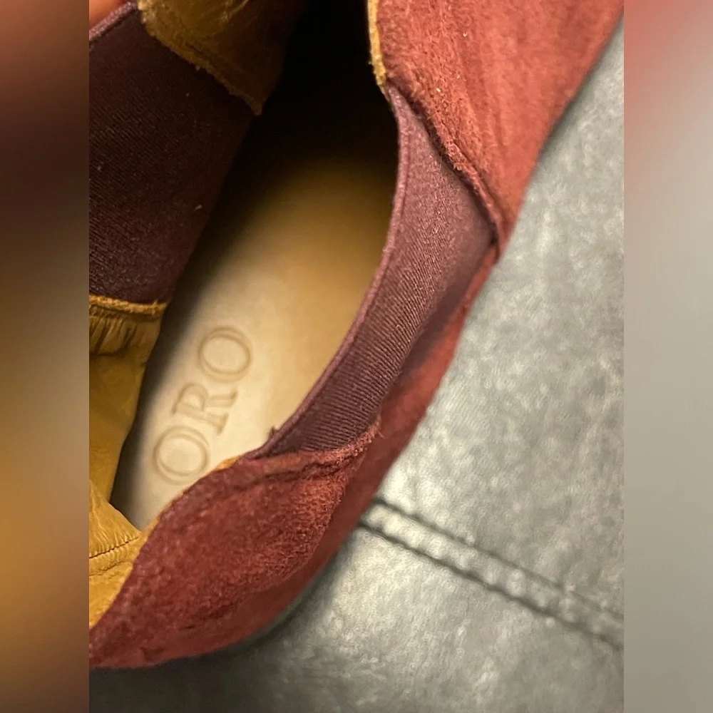 ORO Los Angeles Suede Granada Chelsea Boot in Burgundy US 11
